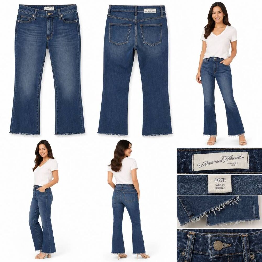 Universal Thread Ankle Bootcut Jeans 4/27R Raw Hem